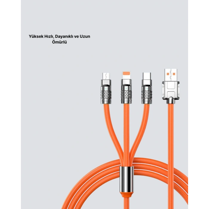 Nevamel ÜÇLÜ Şarj Kablosu – Yüksek Hızlı Dayanıklı ve Uzun Ömürlü