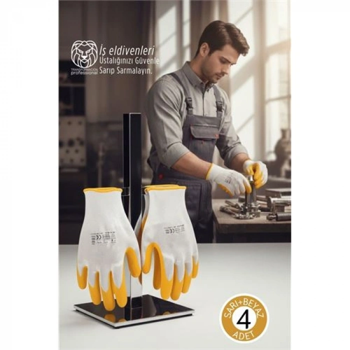 Nevamel® Ultra Dayanıklı Kavrama Teknolojili 4lü İş Eldiveni Seti - Profesyonel Atölye ve Montaj Serisi