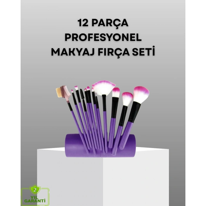 Nevamel Ultra Yumuşak 12’li Makyaj Fırça Seti – Dökülme Yapmaz Dalin Şampuan ile Temizlenebilir