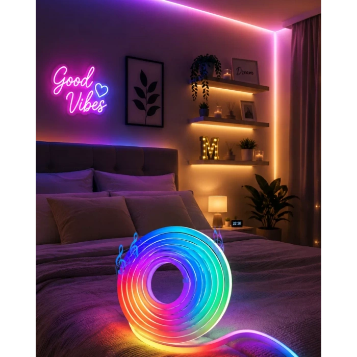 Nevamel® USB Girişli RGB Neon Şerit Led TV Oda Masa Dekor Işığı