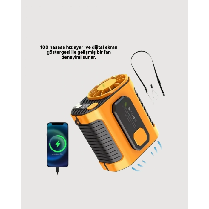 Nevamel USB Şarjlı Güçlü Hız Ayarlı El ve Bel Fanı