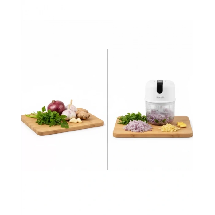 Nevamel® USB Şarjlı Mini Rondo Sarımsak Soğan Zencefil