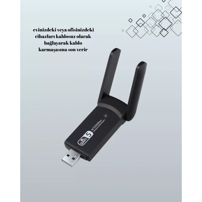 Nevamel® USB WiFi Adaptör – 1200 Mbps Hız