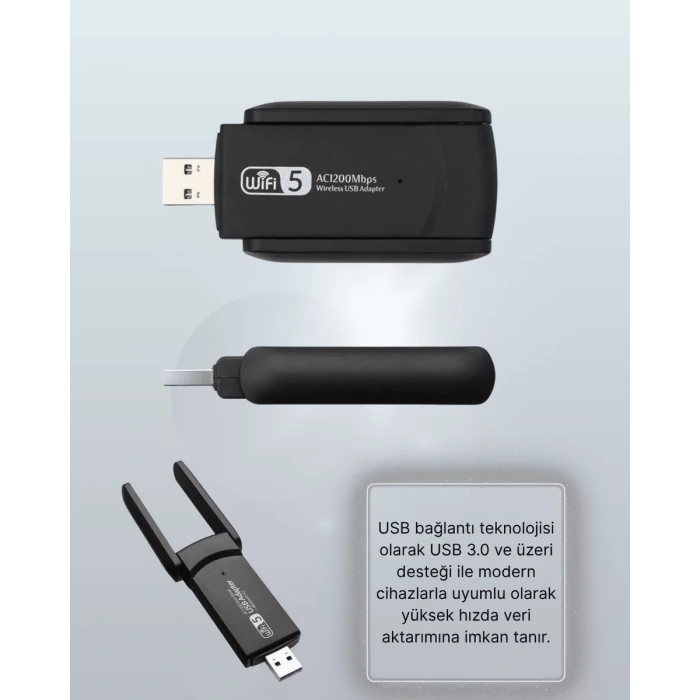 Nevamel® USB WiFi Adaptör – 1200 Mbps Hız