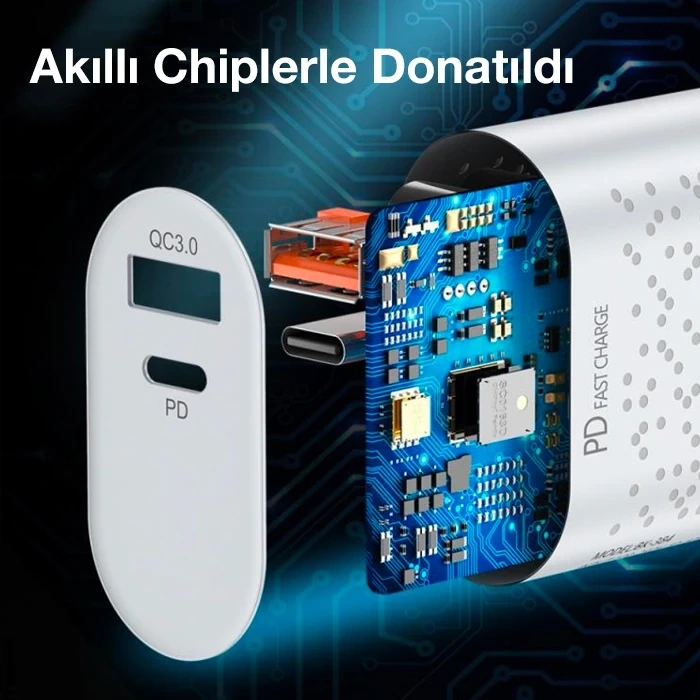 Nevamel USLİON 20W USB QC3.0 Şarj PD3.0 Hızlı Şarj Aleti Şarj Başlık-(5775)