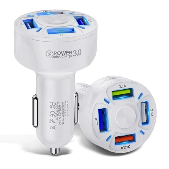 Nevamel USLİON QC3.0 4- Port Çıkışlı Çoklu Usb Araç Şarjı Şarj Aleti-(5775)