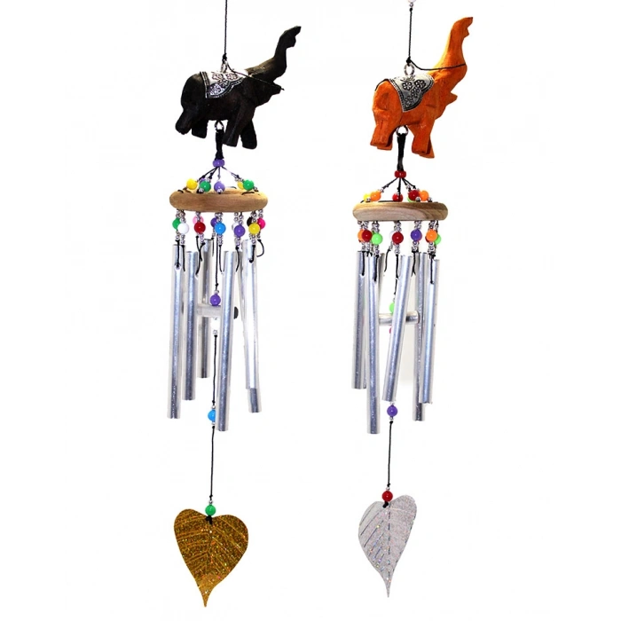 Nevamel Üstü Ahşap Altı Metal Filli Rüzgar Çanı