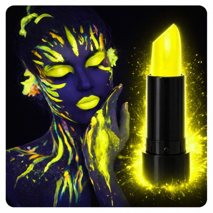 Nevamel UV Neon Sarı Ruj – Karanlıkta Parlayan Makyaj Boyası