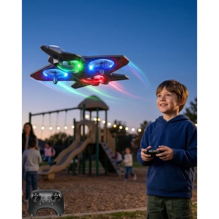 Nevamel® Uzaktan Kumandalı LED Işıklı Drone Uçak 360 Derece Dönüş Özellikli Oyuncak Drone