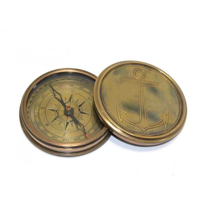 Nevamel Üzeri Çapa İşlemeli Pirinç Kullanışlı Pusula