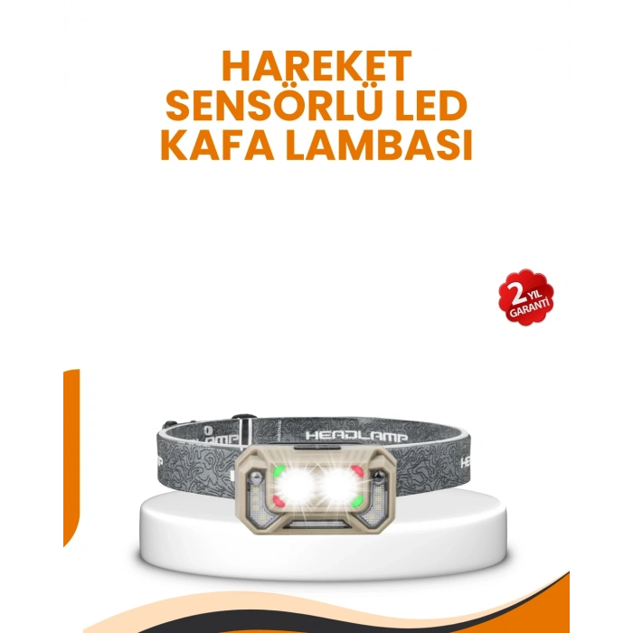 Nevamel® Uzun Menzilli Sensörlü LED Kafa Lambası Kamp ve Yürüyüş