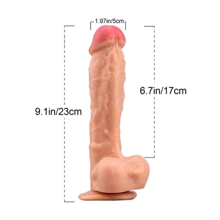 Nevamel® Vantuzlu Testisli 23Cm Realistik Gerçekçi Dildo