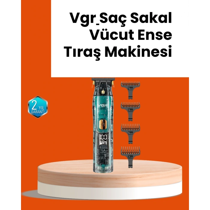 Nevamel VGR V-695 Şarjlı Saç Sakal Tıraş Makinesi 2600mAh Batarya ve Kılavuz Taraklı