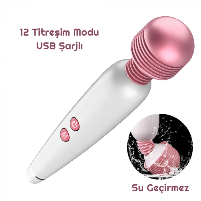 Nevamel® Vibex Usb Şarjlı 12 Hızlı Wand Vibratör