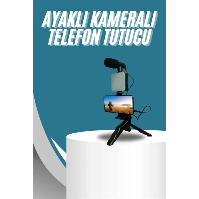 Nevamel Video Making Kit Telefon Tutucu Vlog Video Mini Led Işıklı