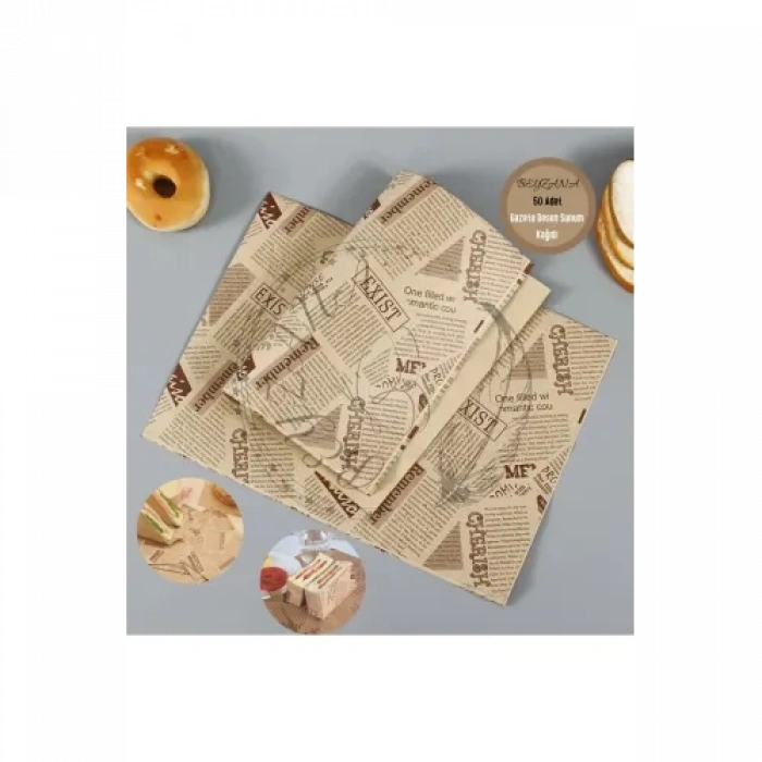 Nevamel Vintage Gazete Desenli Sunum Kağıdı 50 Adet