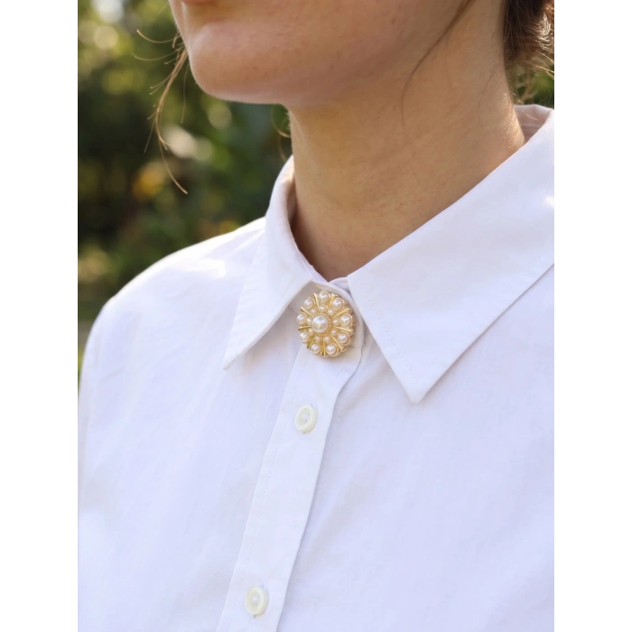 Nevamel® Vintage Model Gold Renk Düğme veya Manşet Broşu 5886