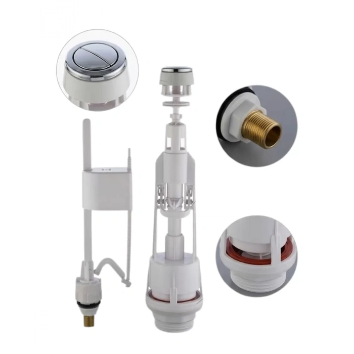 Nevamel® Vitrifiye Rezervuar İç Takımı Basmalı Mekanizma Alt Girişli Sessiz Dolum Sistemi