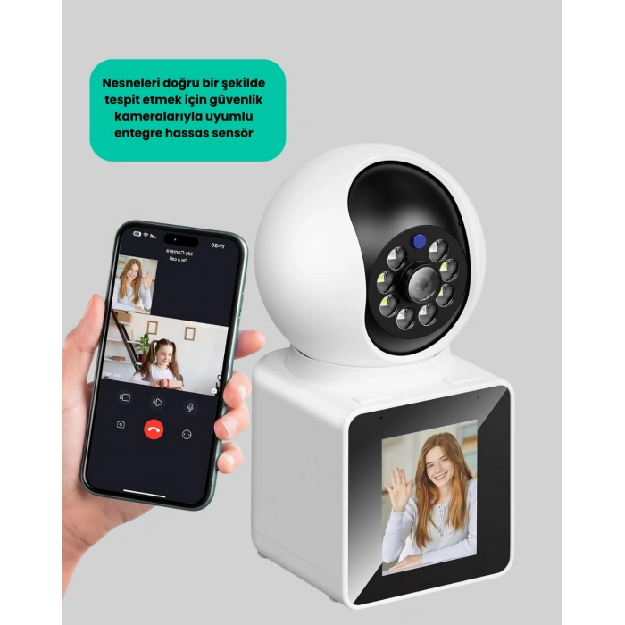 Nevamel® WiFi İç Mekan Kamera 2K Gece Görüşlü Çift Yönlü Görüntü Konuşma Destekli