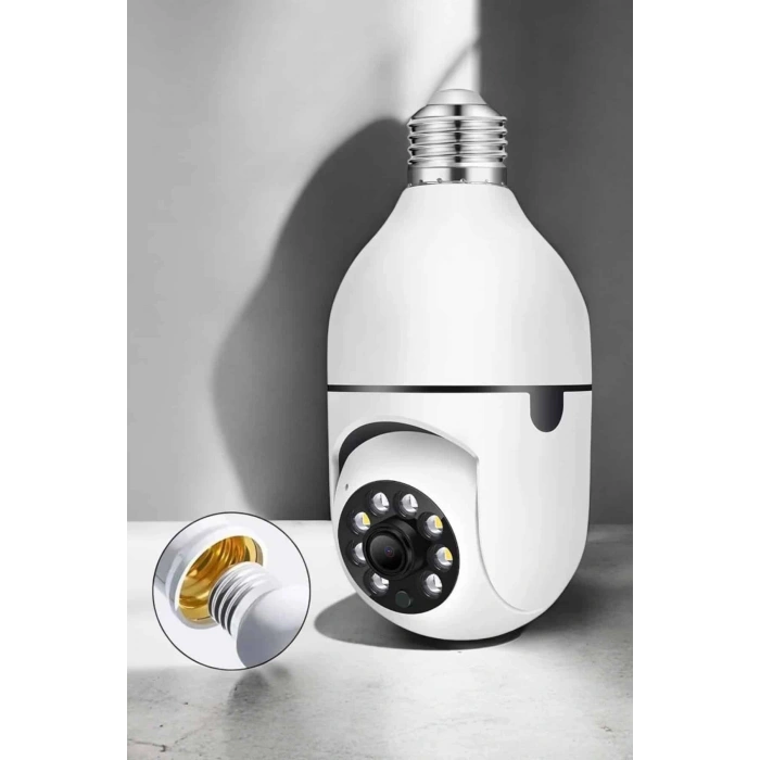 Nevamel® Wifi Kamera Duylu Ampul Görünümlü 360 Derece Dönebilen Ev Kamerası