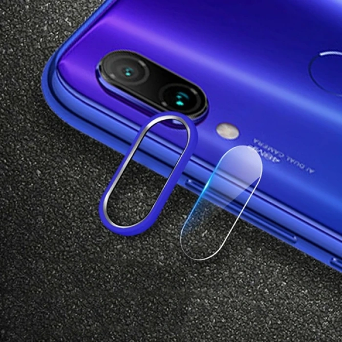 Nevamel Xiaom Redmi Note 7 Kamera Koruma Metal Lens+ Kırılmaz Cam Set-(5775)