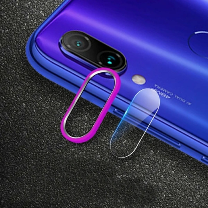 Nevamel Xiaom Redmi Note 7 Kamera Koruma Metal Lens+ Kırılmaz Cam Set-(5775)