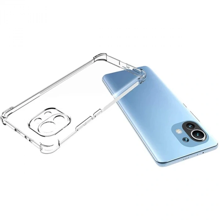 Nevamel Xiaomi Mi 11 Lite Kamera Korumalı Shockproof Şeffaf Silikon Kılıf-(5775)