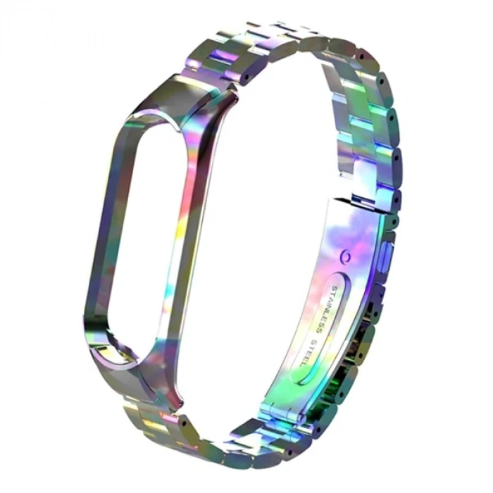 Nevamel Xiaomi Mi Band 5 Stainless Steel 3 Bakla Çelik Kayış Kordon-(5775)