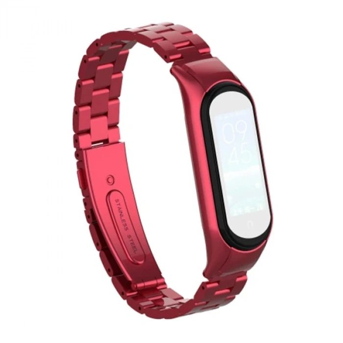 Nevamel Xiaomi Mi Band 5 Stainless Steel 3 Bakla Çelik Kayış Kordon-(5775)