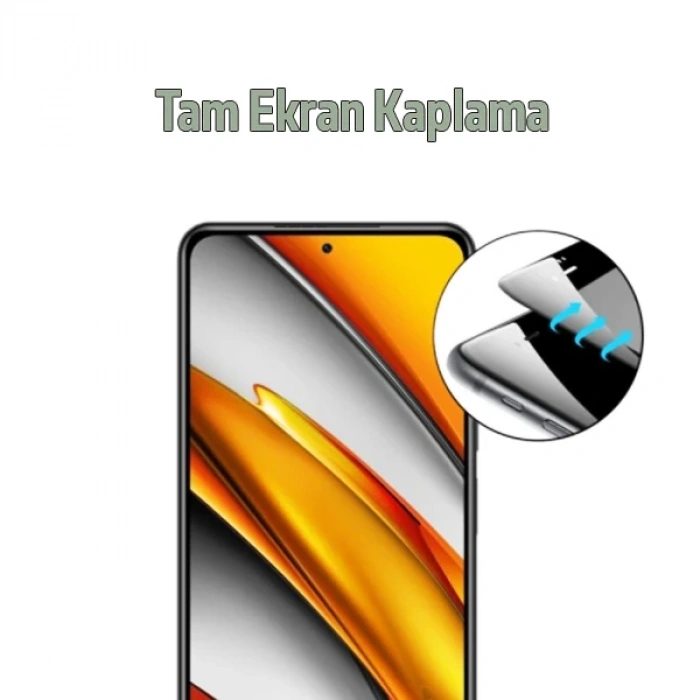 Nevamel Xiaomi Poco F3 Full Glue Full Kaplama Tempered Cam Ekran Koruyucu-(5775)
