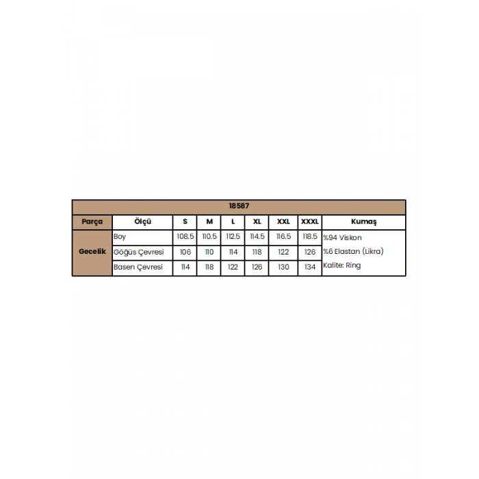 Nevamel® Yakası Dantelli Kısa Kollu Viskon Uzun Gecelik