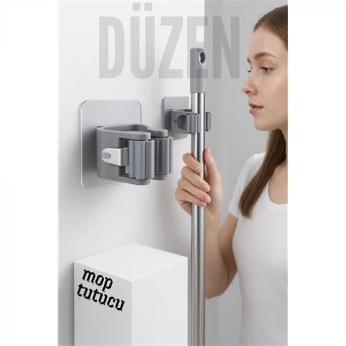Nevamel® Yapışkanlı Pratik Mop ve Süpürge Tutucu – Duvara Monte Kolay Kurulum