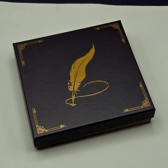 Nevamel® Yaprak Desenli Mor Deri Defter Ve Metal Roller Kalem Seti