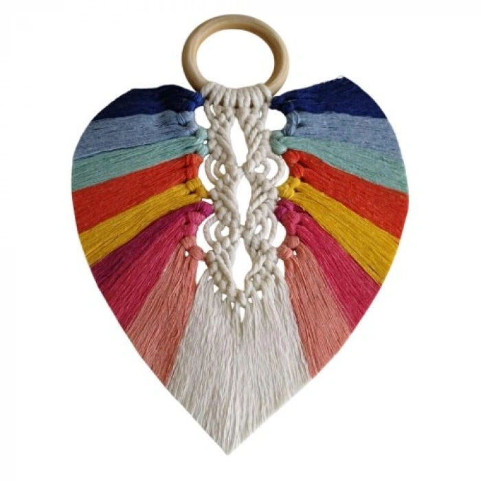 Nevamel Yedi Çakra Renklerinde Yaprak Makrome Duvar Dekoru