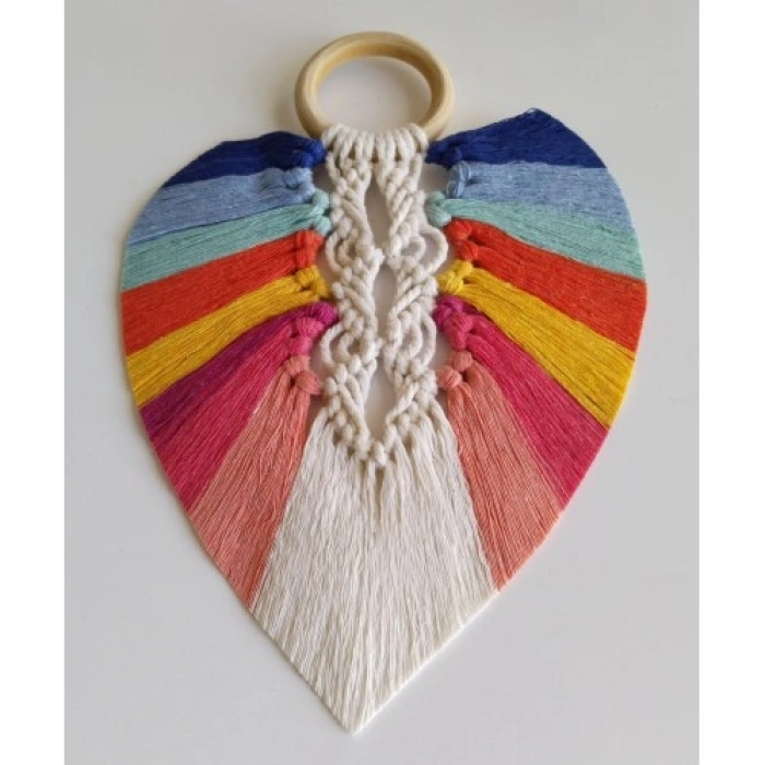 Nevamel Yedi Çakra Renklerinde Yaprak Makrome Duvar Dekoru