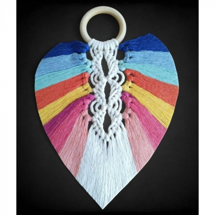 Nevamel Yedi Çakra Renklerinde Yaprak Makrome Duvar Dekoru