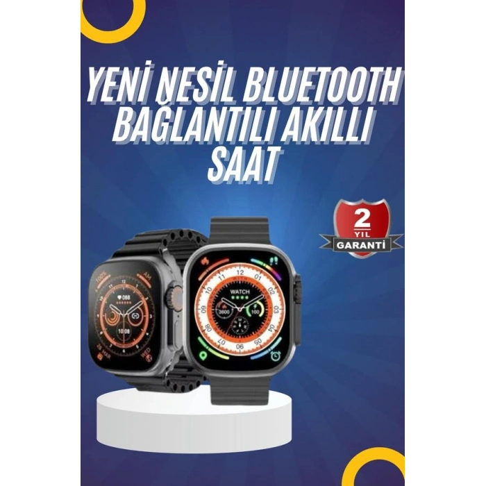 Nevamel® Yeni Model Akıllı Saat Ultra Smart Watch Gümüş Kasa 45mm Titreşim