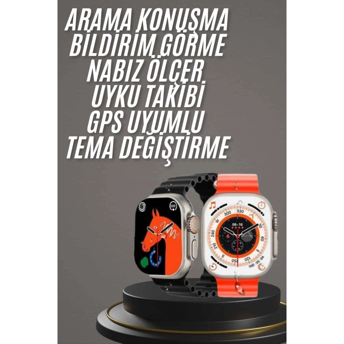 Nevamel Yeni Model Akıllı Saat Ultra Smart Watch Gümüş Kasa 45mm Titreşim