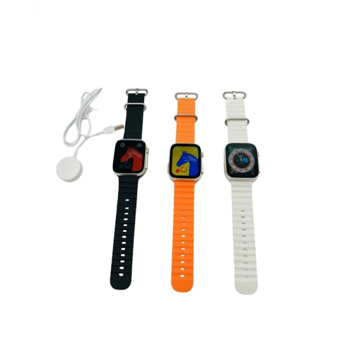 Nevamel® Yeni Model Akıllı Saat Ultra Smart Watch Gümüş Kasa 45mm Titreşim
