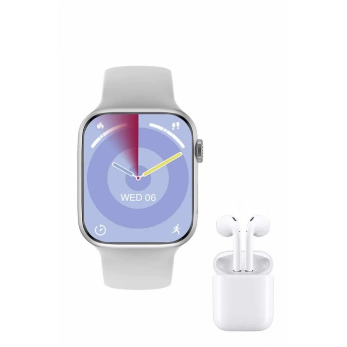 Nevamel Yeni Nesil Akıllı Saat Ve Kulaklık Seti Gümüş Kasa Zarif Tasarım Çok Fonksiyonlu