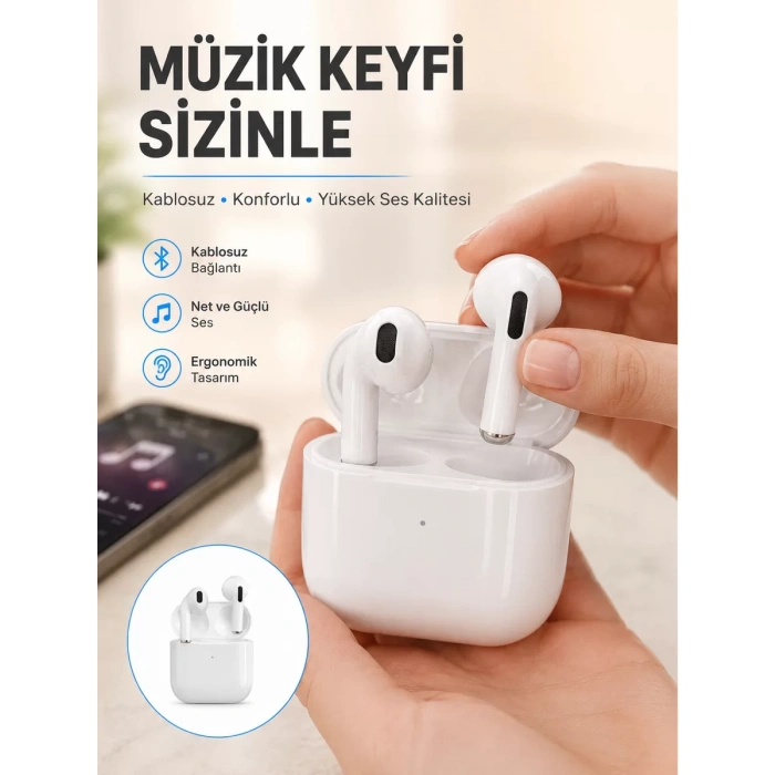 Nevamel® Yeni Nesil Bluetooth Kulaklık Beyaz Çağrı Cevaplayabilen Kablosuz Yeni Nesil