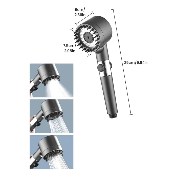 Nevamel Yeni Nesil Duş Başlığı Paslanmaz Çelik Masaj Etkili Ergonomik Tasarım Su Basınçlı