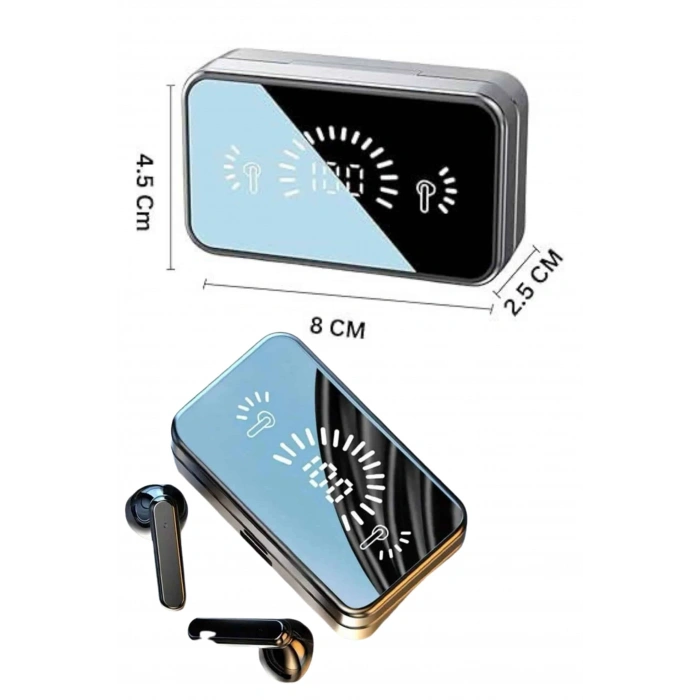 Nevamel Yeni Nesil Kablosuz Kulaklık Aynalı Powerbank Özellikli Bluetooth Bağlantılı Dijital Göstergeli