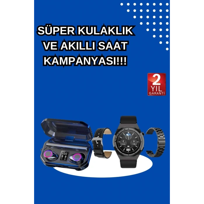 Nevamel Yeni Nesil Kampanyası Bluetooth Bağlantılı Akıllı Saat ve Kablosuz Kulaklık Dijital Göstergeli