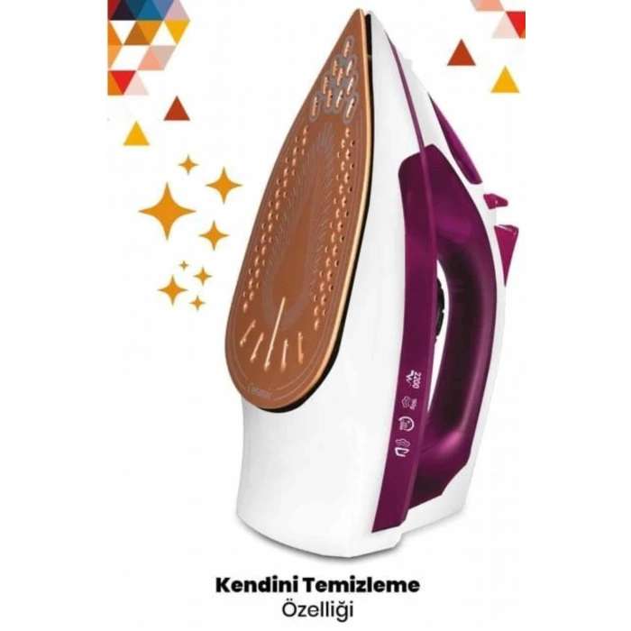 Nevamel Yeni Nesil Kırmızı Buharlı Ütü 2200 Watt Seramik Tabanlı Yüksek Buhar Gücü