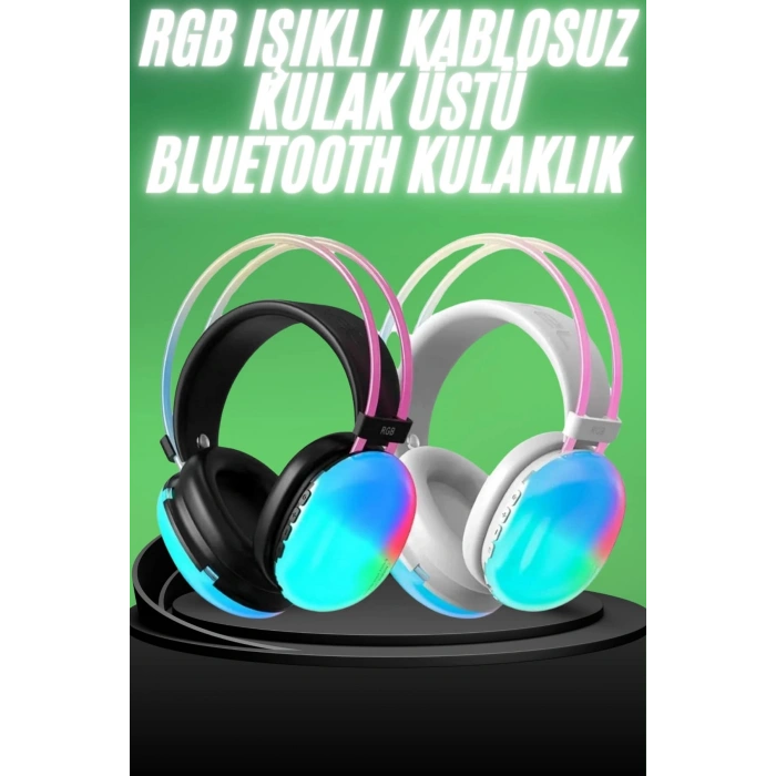 Nevamel Yeni Nesil Kulak Üstü Kablosuz Uzun Ömürlü RGB Işıklı Bluetooth Kulaklık