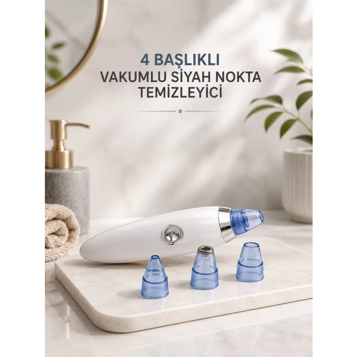 Nevamel® Yeni Nesil Vakumlu Pilli Siyah Nokta ve Yüz Temizleme Cihazı 4 Başlıklı