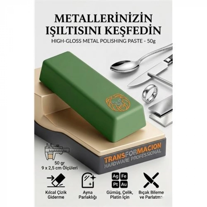 Nevamel® Yeşil Cila 50gr Çelik Platin beyaz Altın Titanyum ve Krom Ayna Parlaklığı Parlaklık Macunu 723043