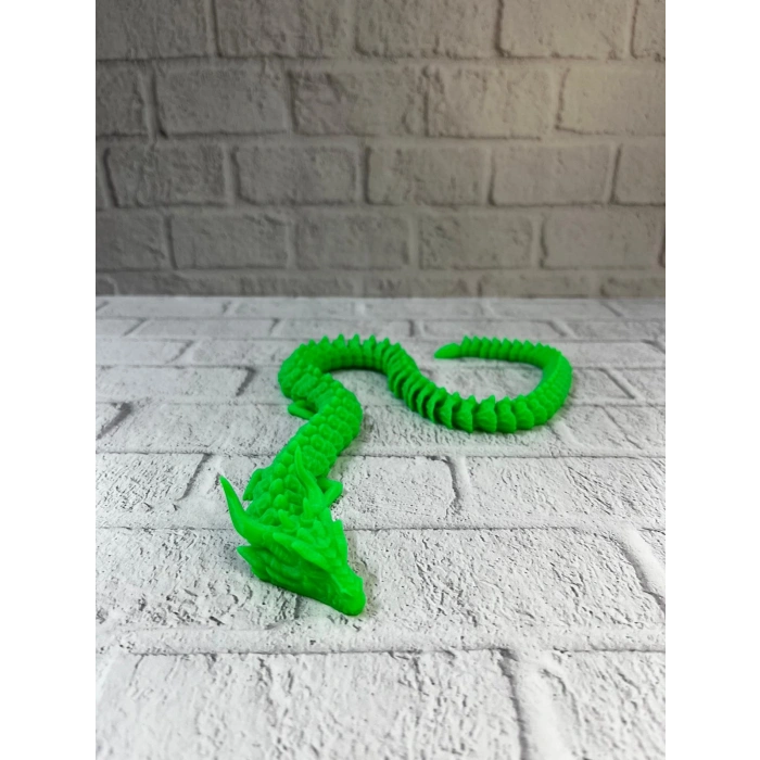 Nevamel® Yeşil Hareketli Ejderha Figürü Esnek Gövdeli Fantastik Dekor 60 cm