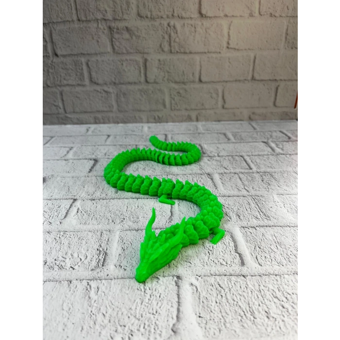 Nevamel® Yeşil Hareketli Ejderha Figürü Esnek Gövdeli Fantastik Dekor 60 cm